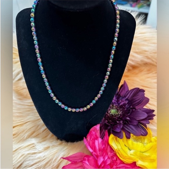 Multicolor Oil Slick Beaded Necklace NEW! - Picture 2 of 6